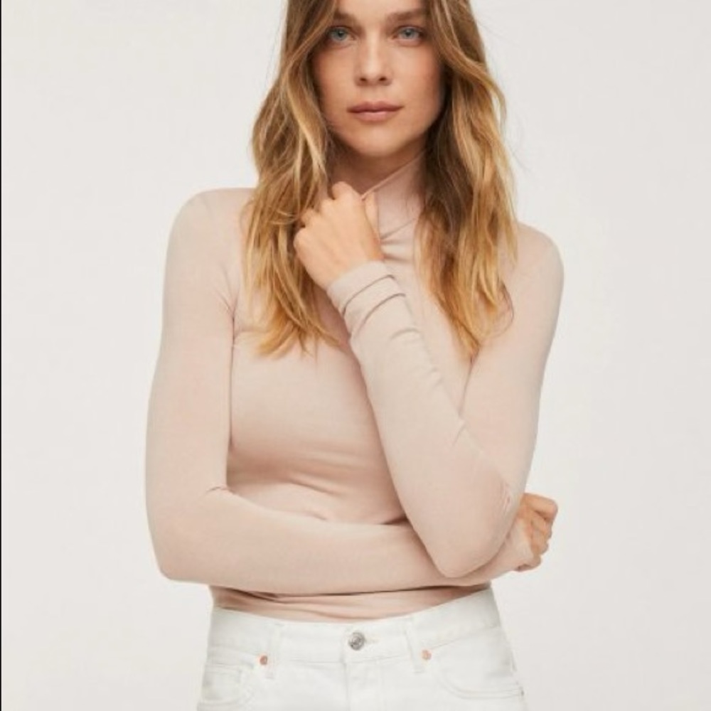 Mango light pink tencel tissue turtleneck. NWT